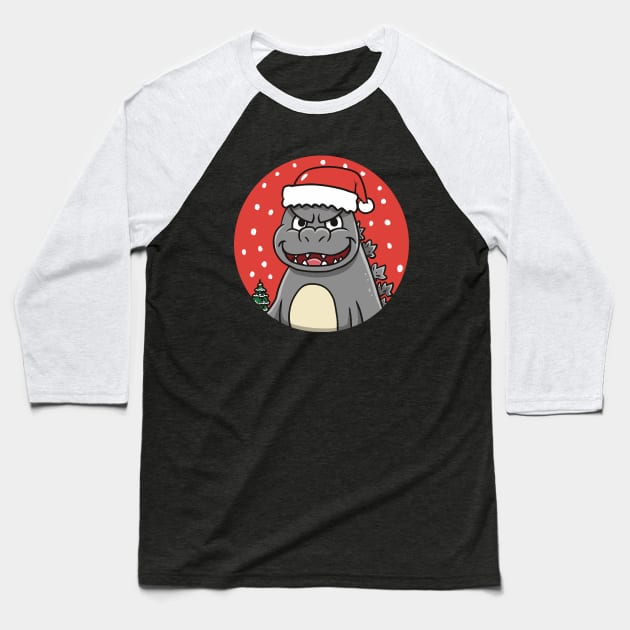 Dinosaurs Christmas Baseball T-Shirt by Roshan